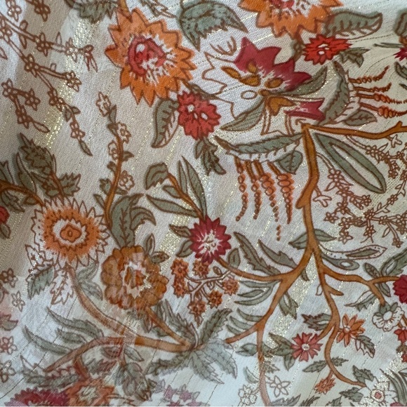 Miss June PARIS Helena boho peasant sheer floral tassel tie blouse OSFM - Picture 12 of 15